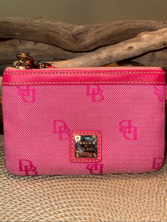 Dooney & Bourke Handbags - Dooney & Bourke Hot Pink Logo Zip Wristlet